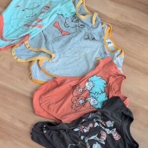 Dr. Seuss Striped Baby Bodysuit with Orange Trim